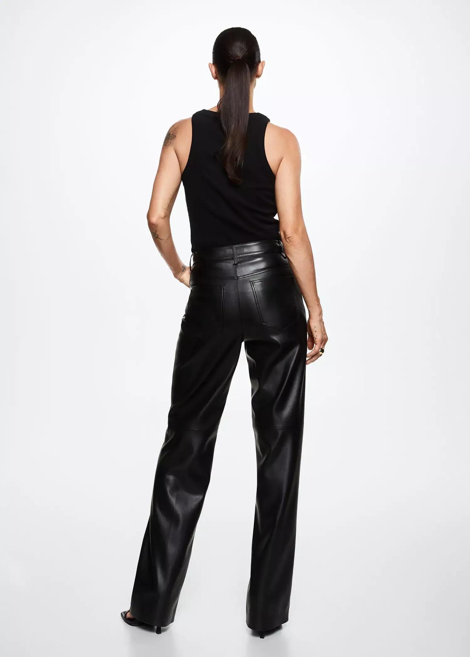 Black Leather Effect High Waist Pant, , large image number 8