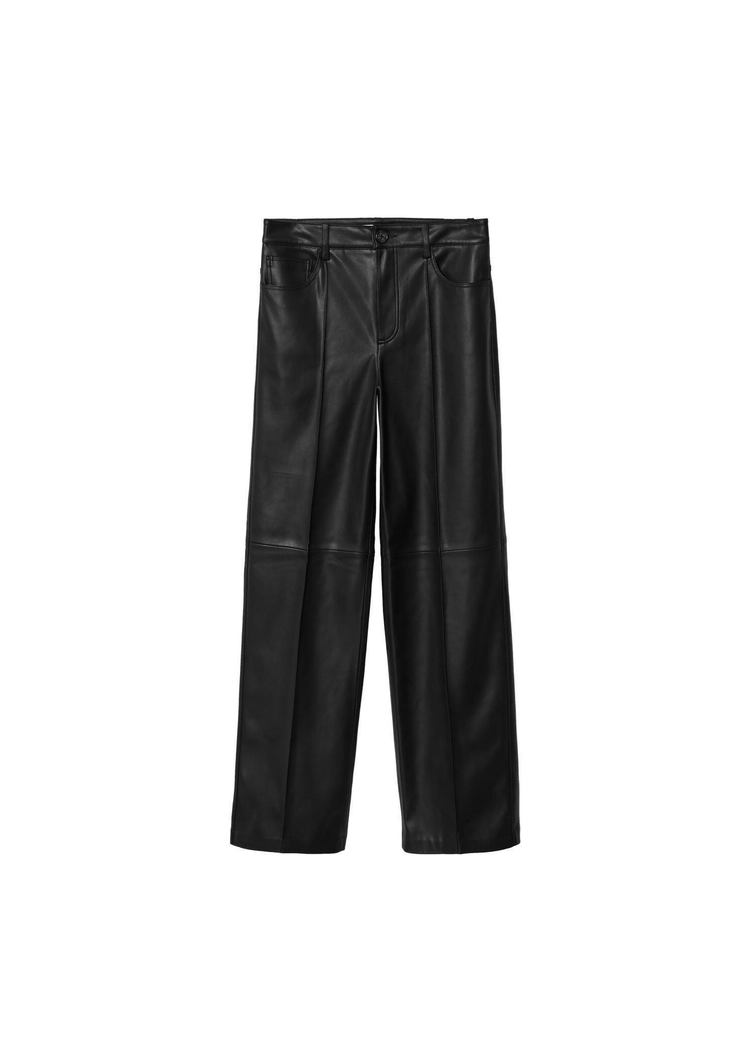 Black Leather Effect High Waist Pant, , large image number 9