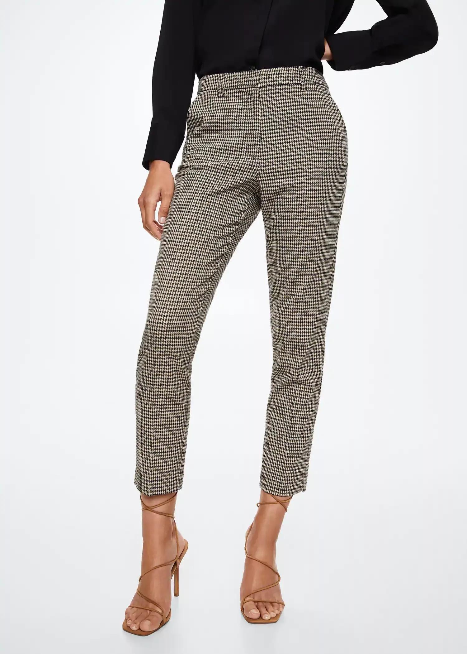 brown Skinny houndstooth suit trousers, , large image number 0