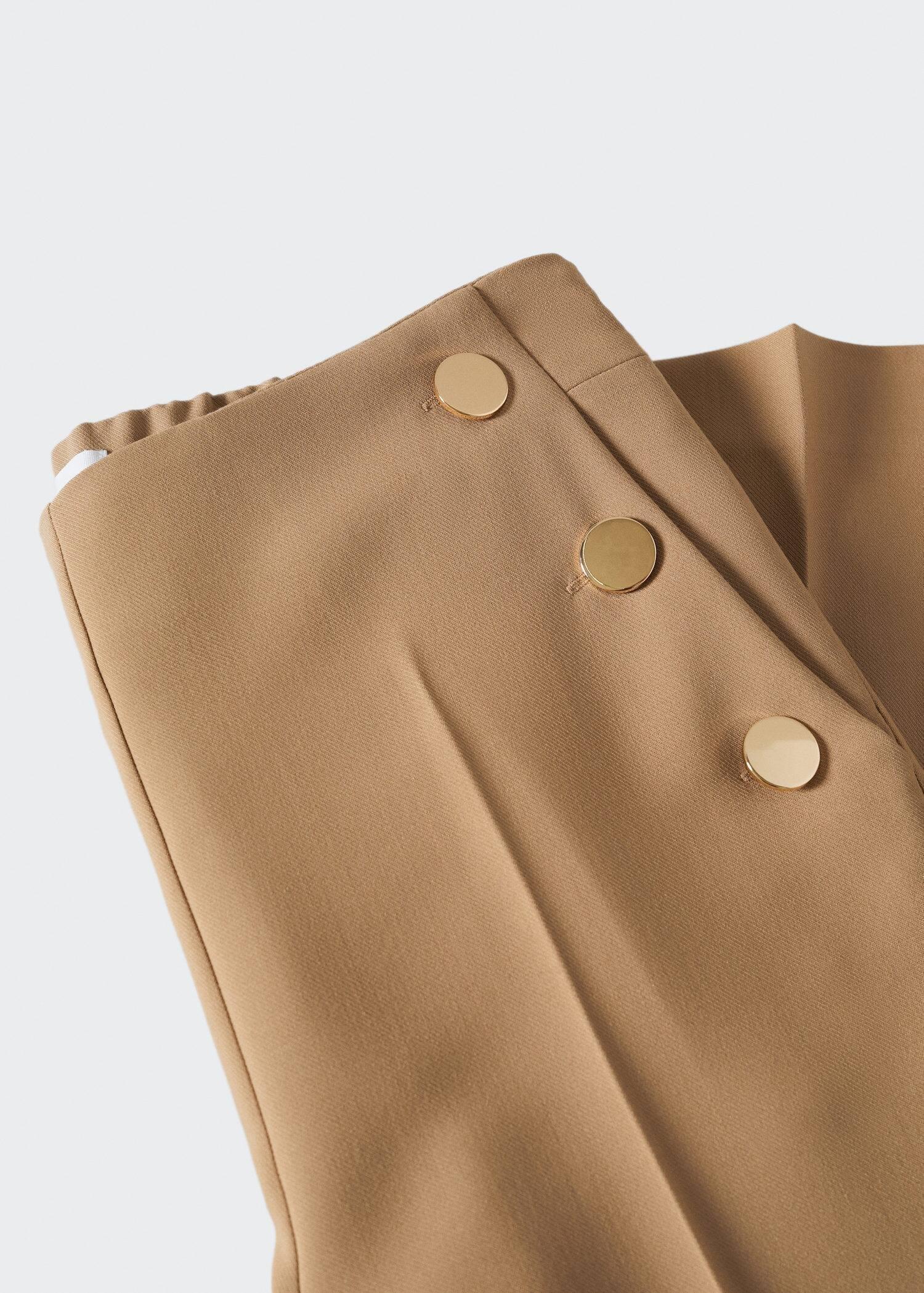 Brown Cropped Button Trousers, , large image number 4