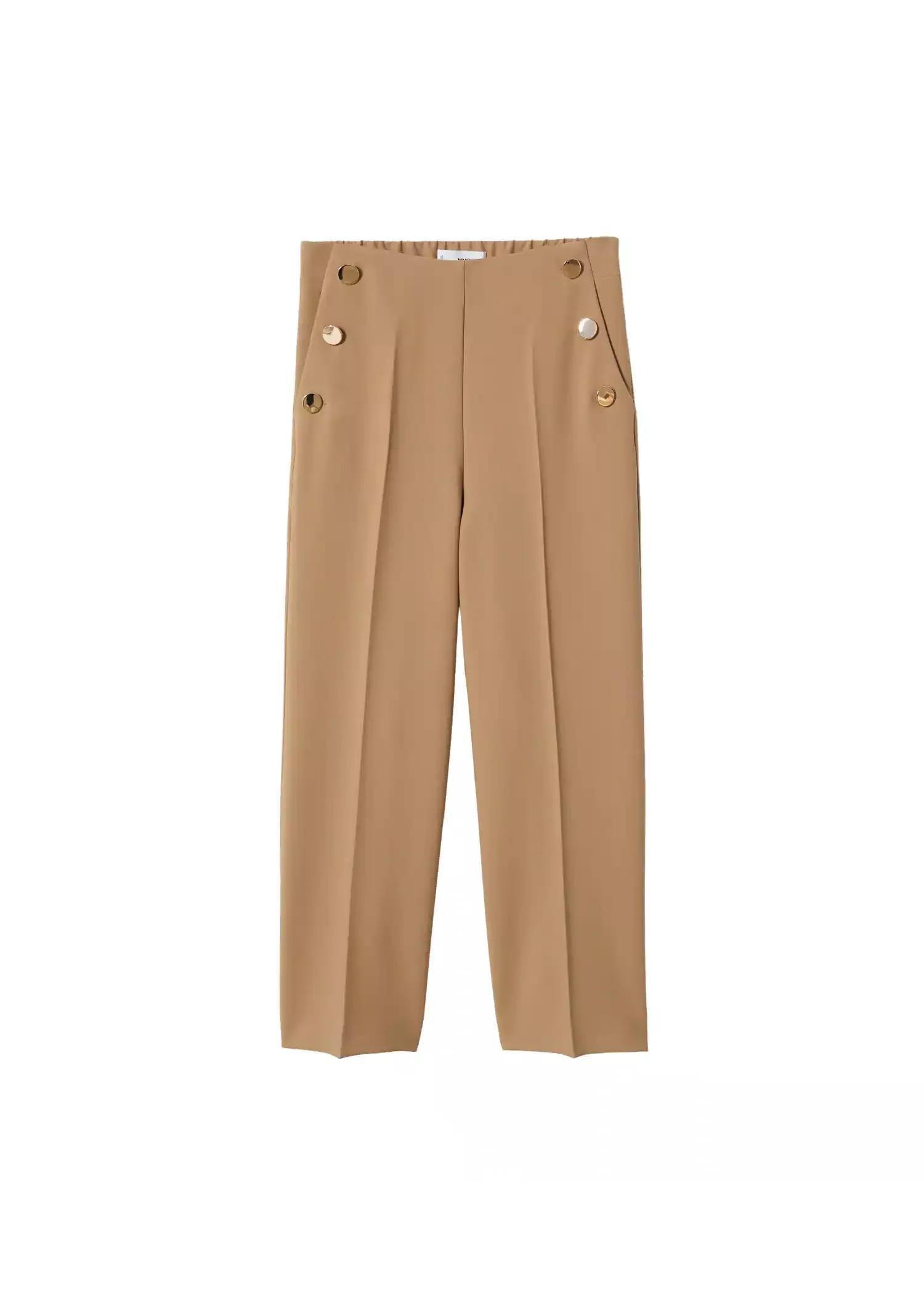 Brown Cropped Button Trousers, , large image number 5