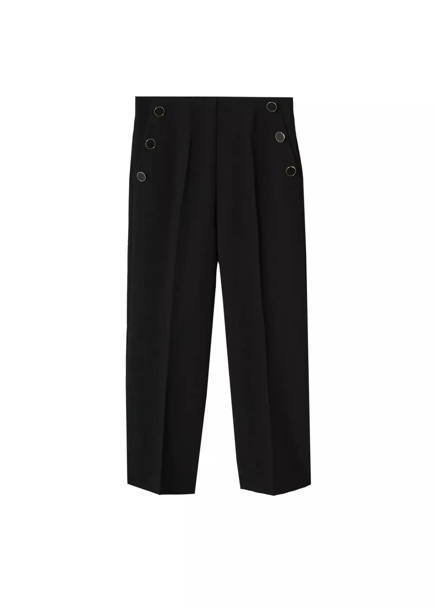 Black Cropped Button Trousers, , large image number 7