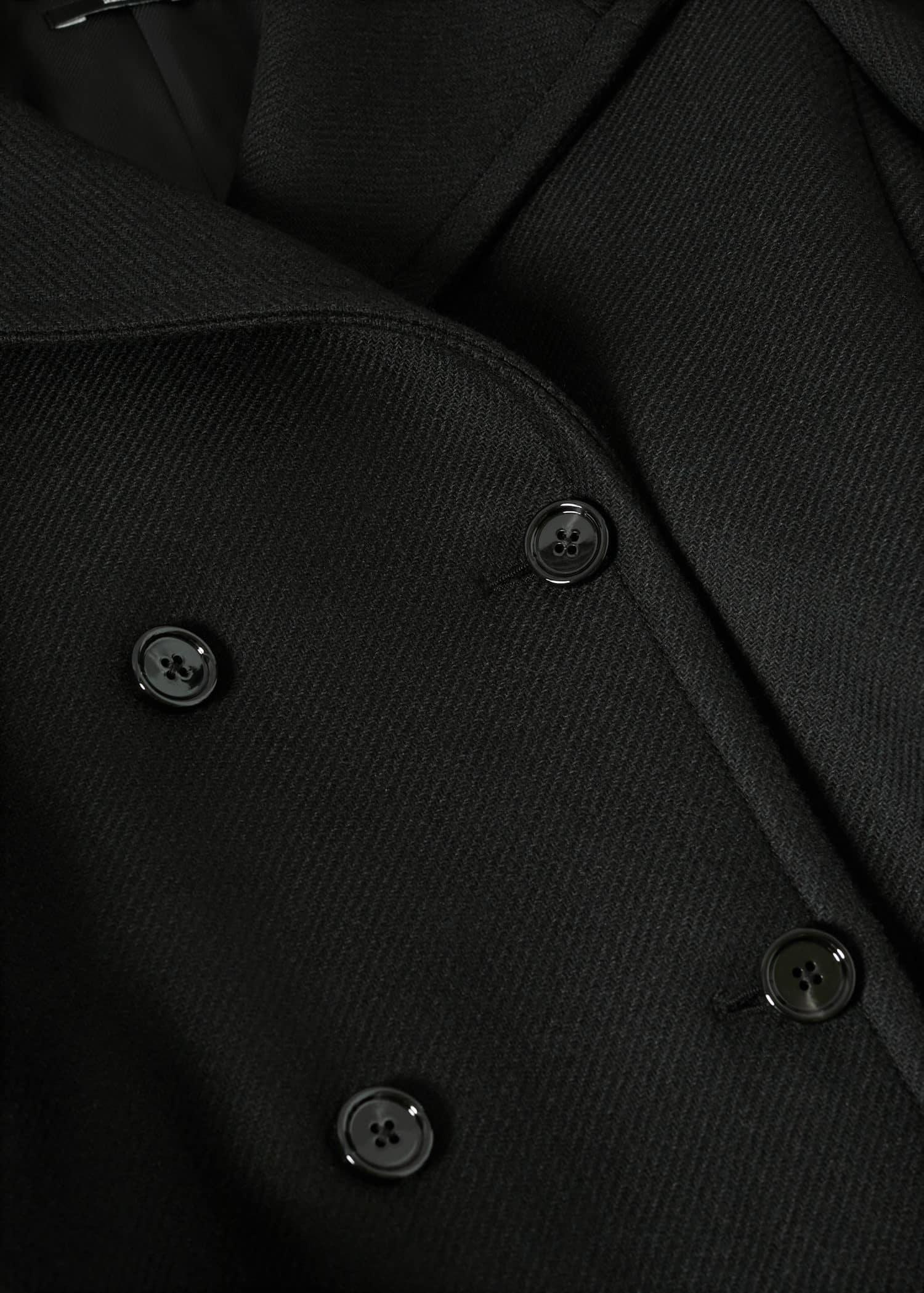 Black Woollen Belt Coat, , large image number 7