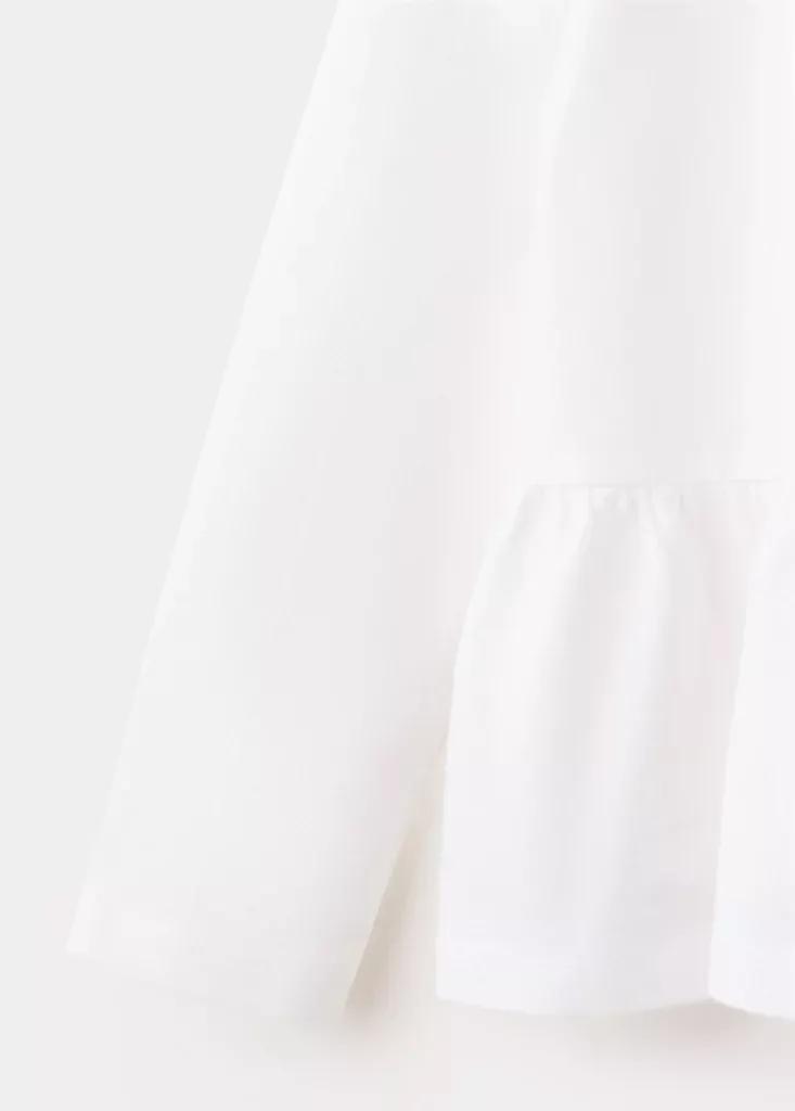 White Ruffle Cotton T-Shirt, Baby Girls, Natural White, large image number 3