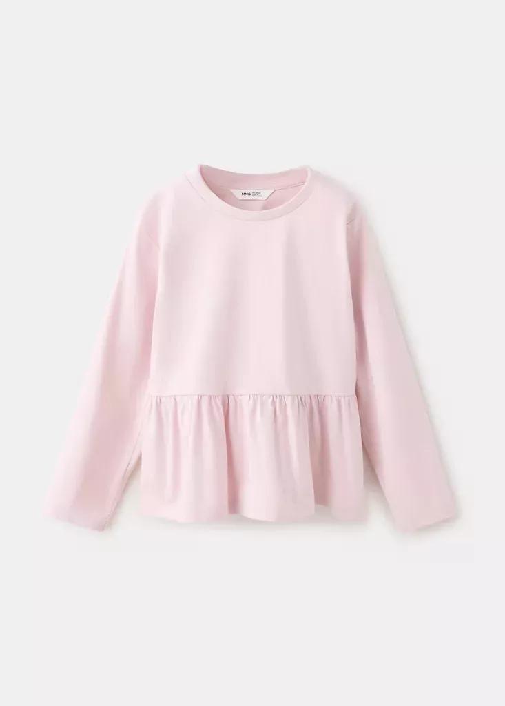 Pink Ruffle Cotton T-Shirt, Pink, large image number 0