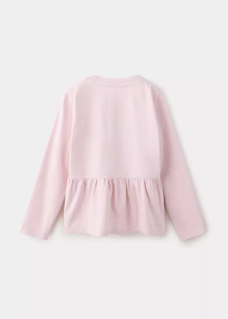 Pink Ruffle Cotton T-Shirt, Pink, large image number 1