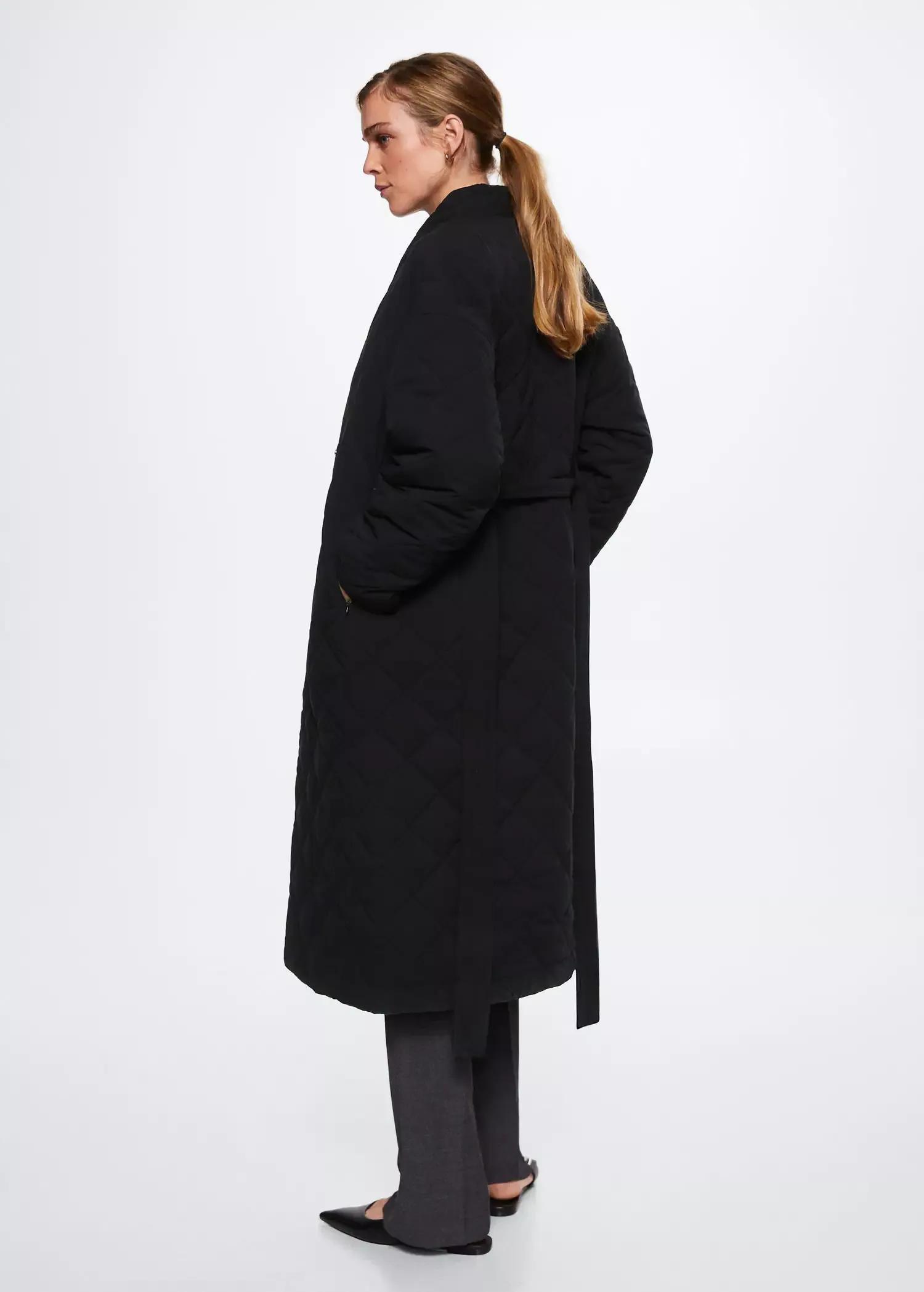 Black Oversize Quilted Coat, , large image number 1