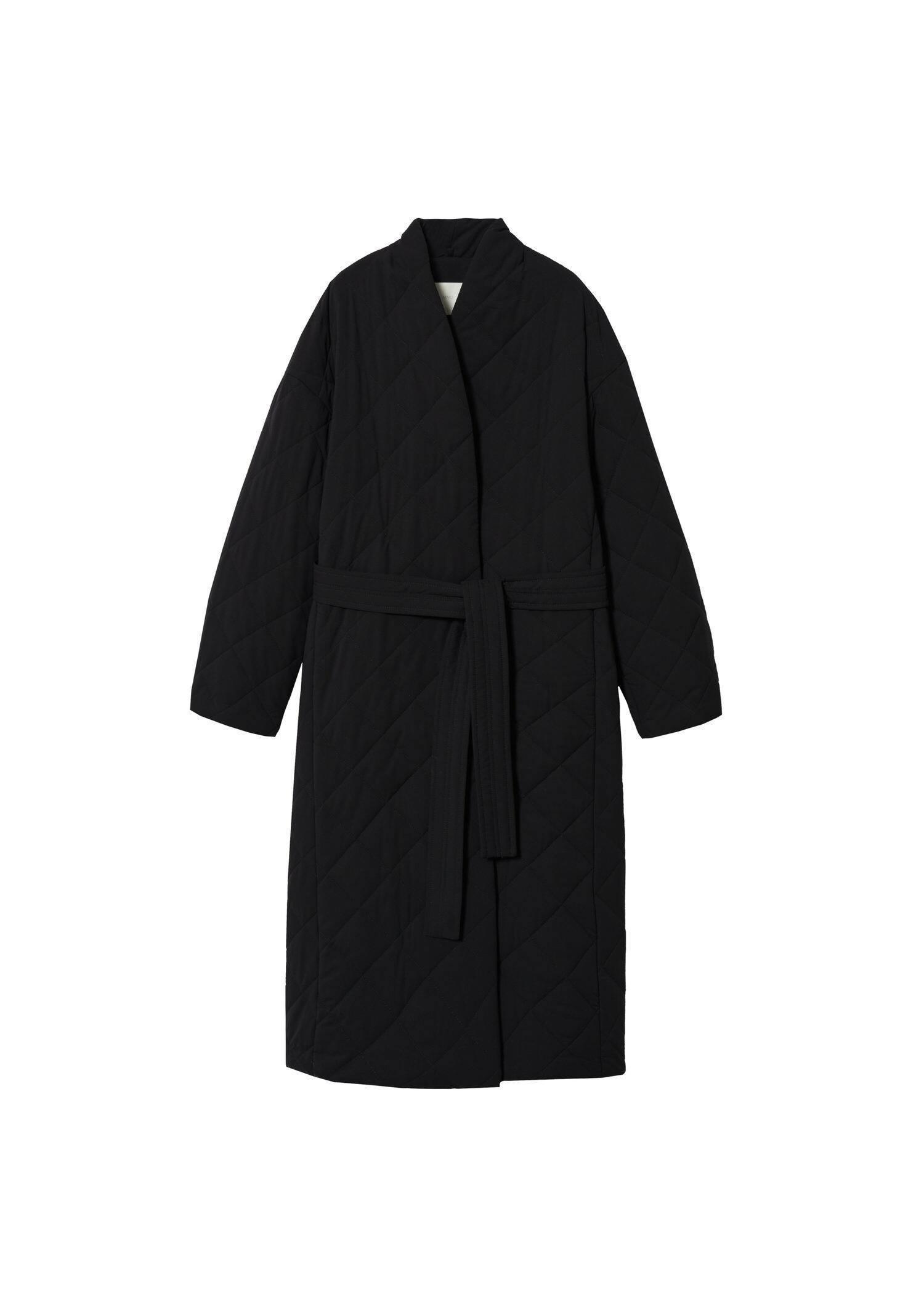 Black Oversize Quilted Coat, , large image number 4