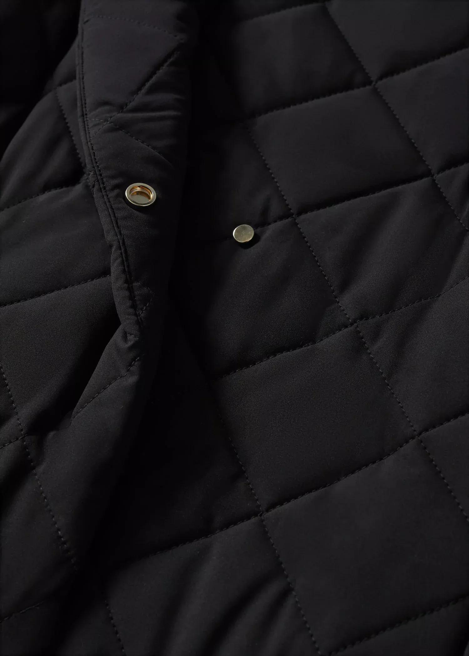 Black Oversize Quilted Coat, , large image number 5
