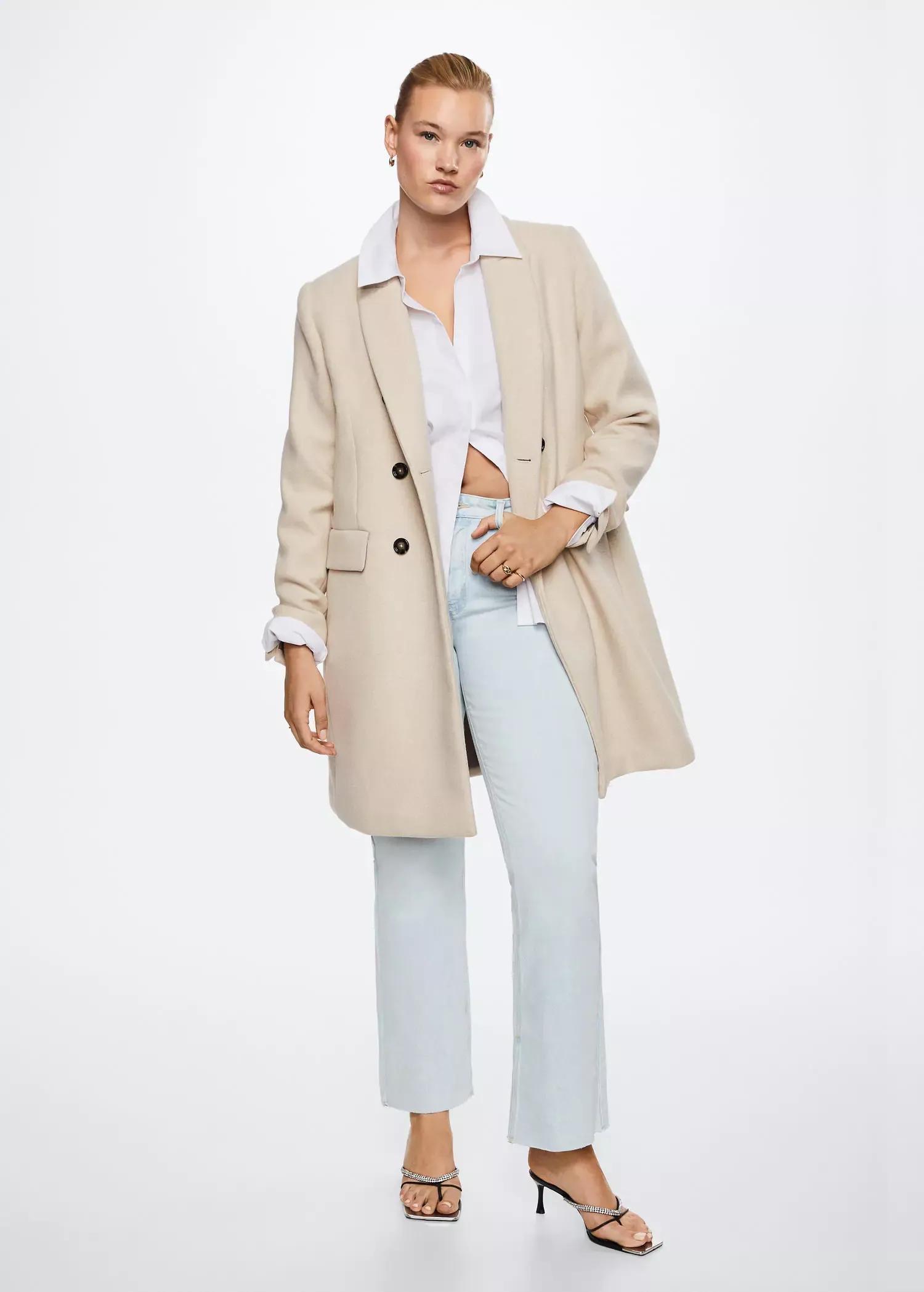 light beige Wool double-breasted coat, , large image number 0