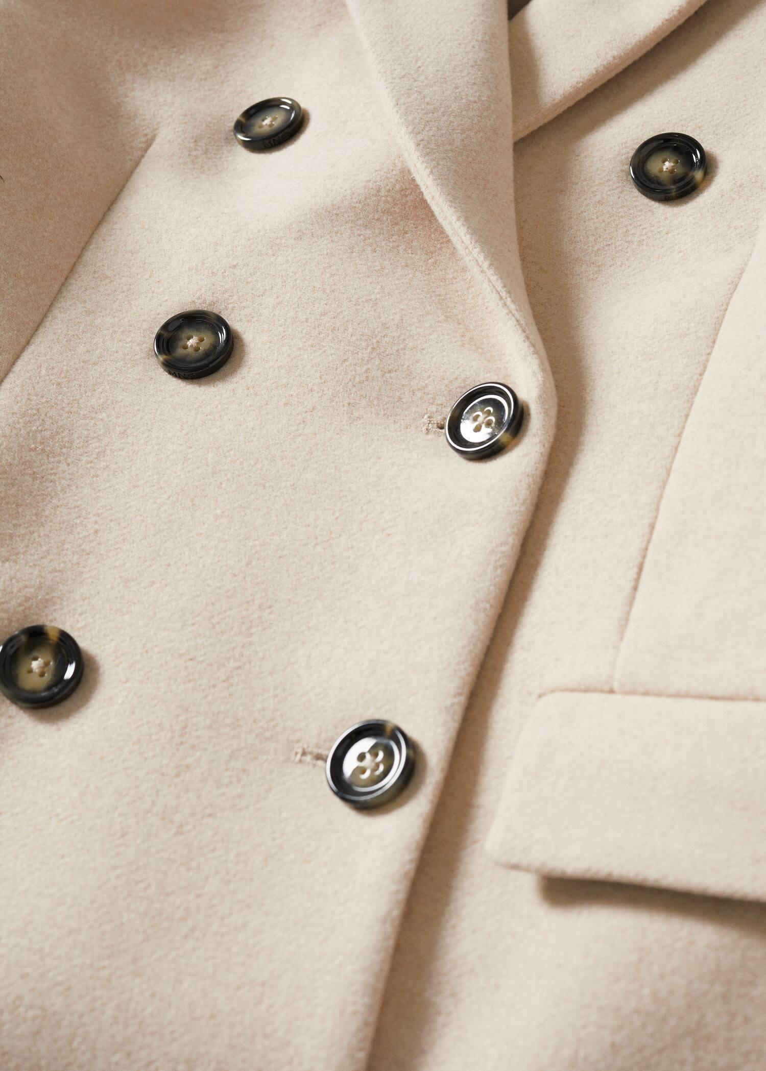 light beige Wool double-breasted coat, , large image number 4