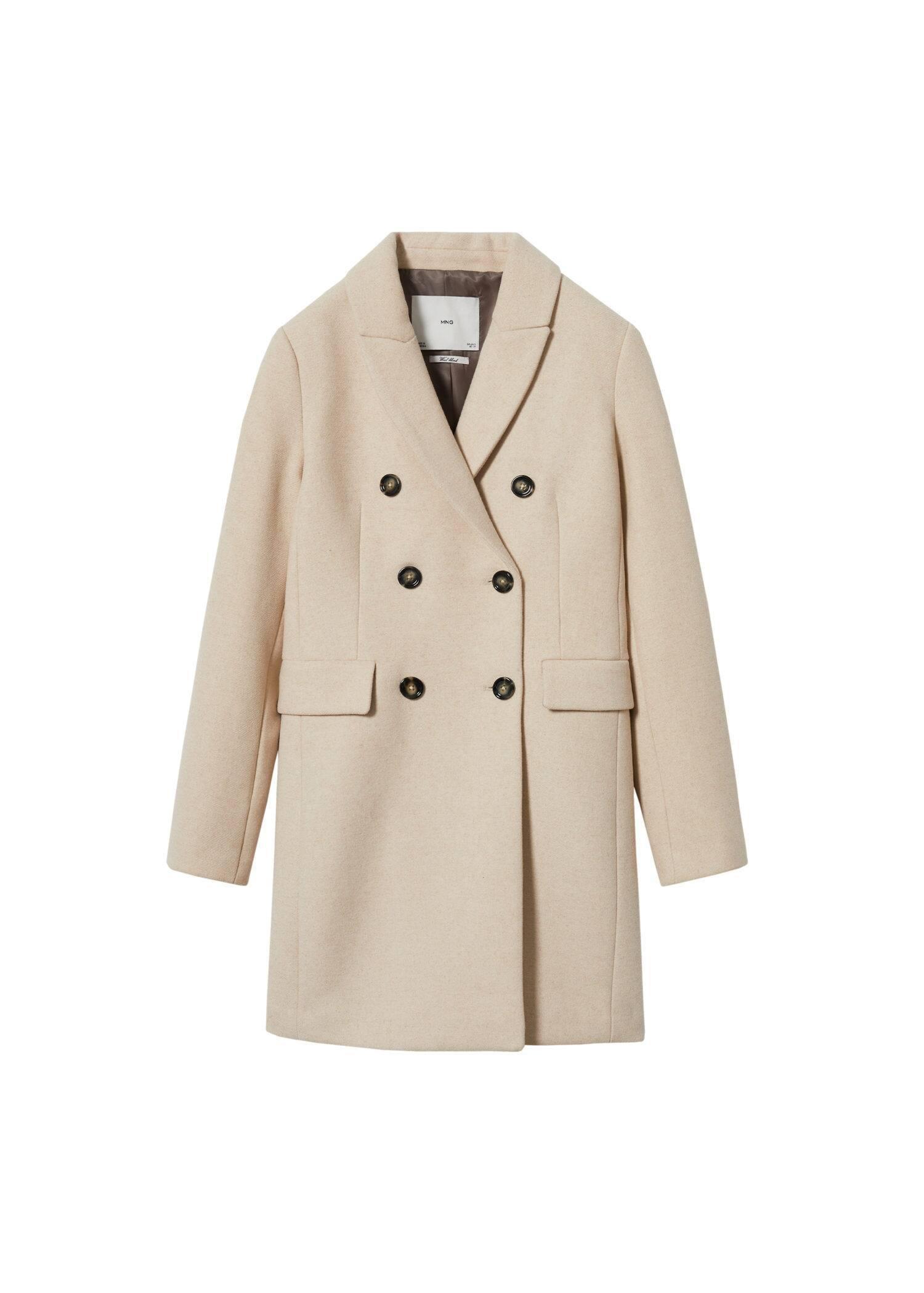 light beige Wool double-breasted coat, , large image number 9