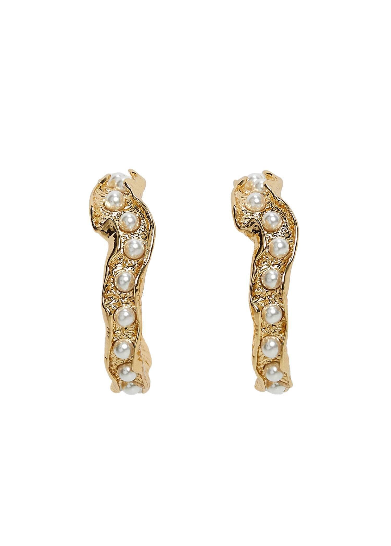 Gold Pearls Embossed Earrings, , large image number 0