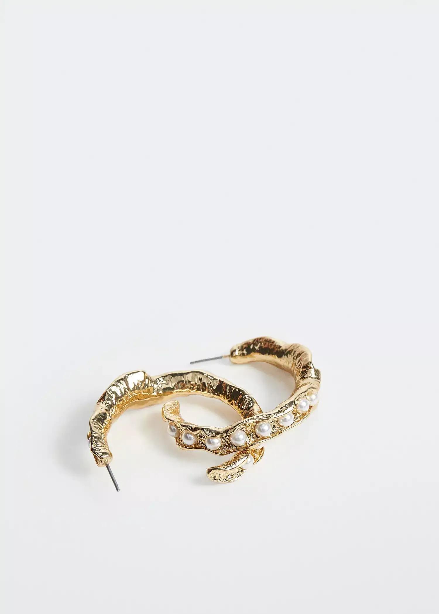 Gold Pearls Embossed Earrings, , large image number 1