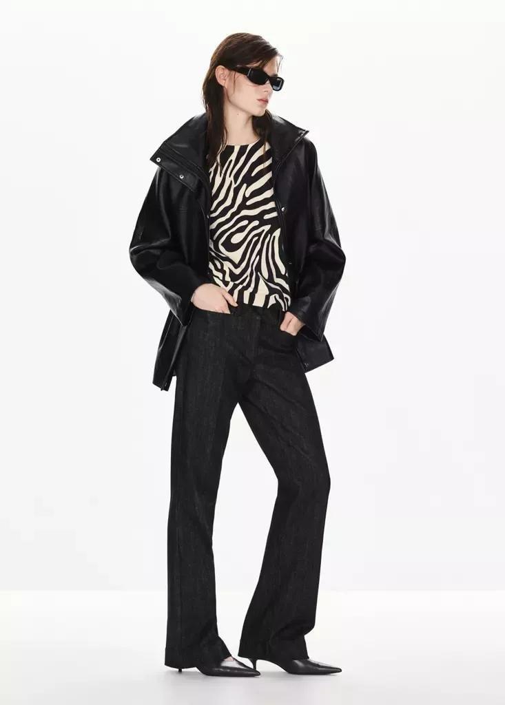 Black Fine-Knit Zebra Jumper, Black, medium