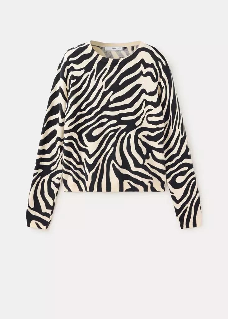 Black Fine-Knit Zebra Jumper, Black, large image number 5
