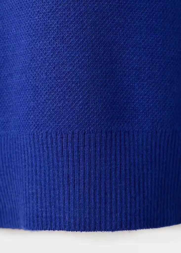 Blue Fine-Knit Crew-Neck Sweater, Bright Blue, large image number 6