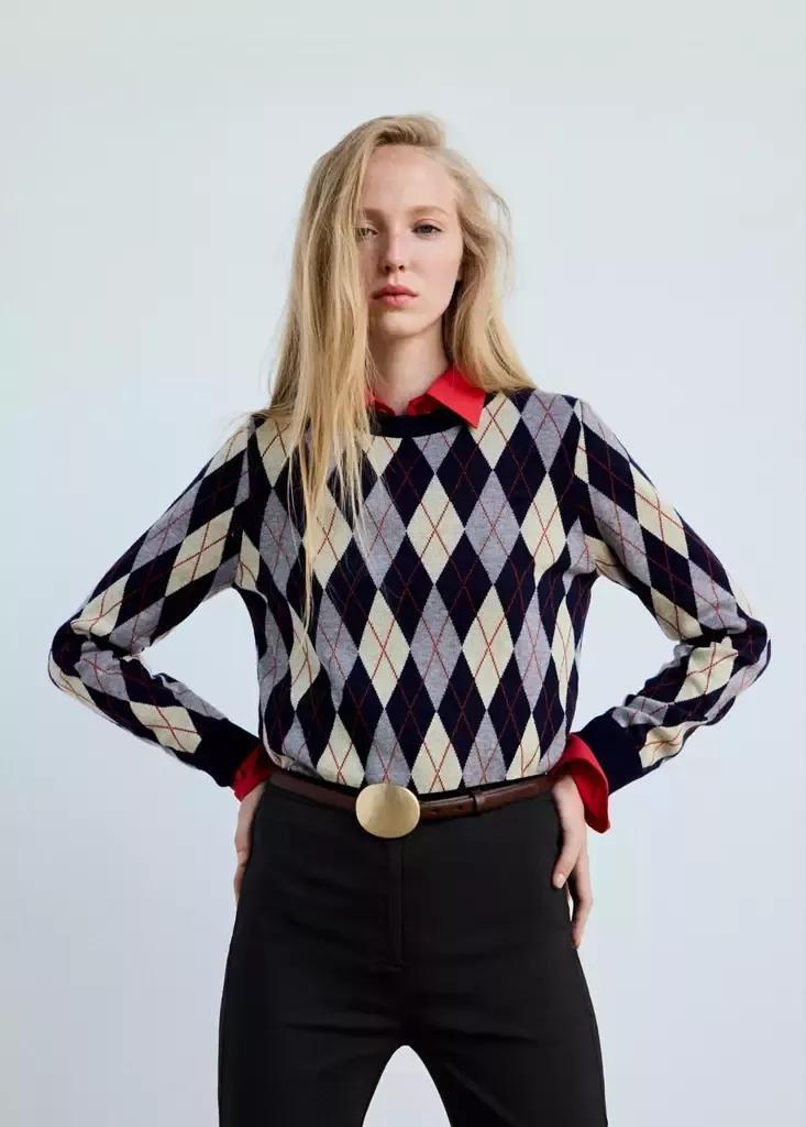 Navy Fine-Knit Crew-Neck Sweater, Navy, medium