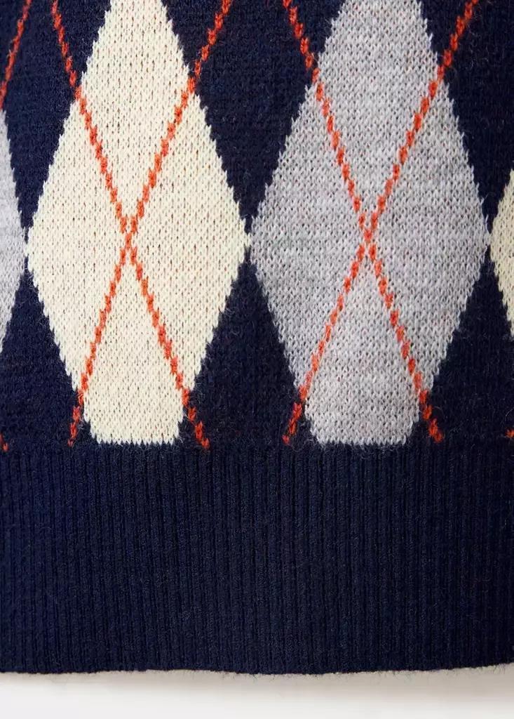 Navy Fine-Knit Crew-Neck Sweater, Navy, large image number 7