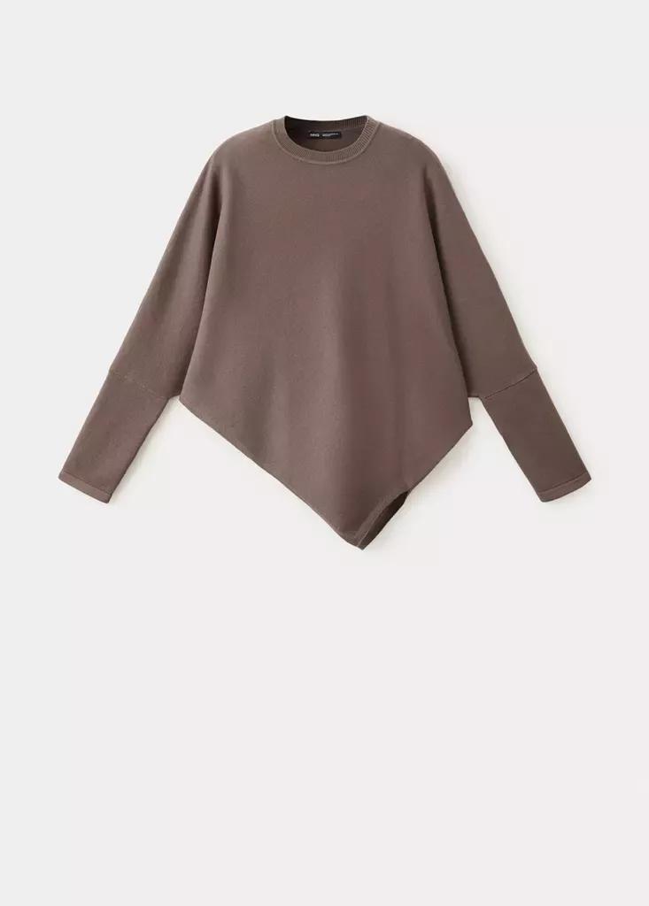 Brown Asymmetric Hem Sweater, Dark Brown, large image number 4