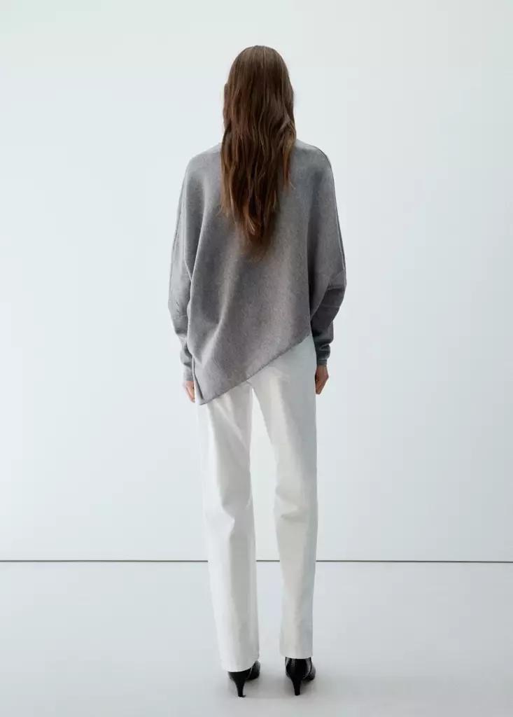 Grey Asymmetric Hem Sweater, Medium Grey, large image number 2