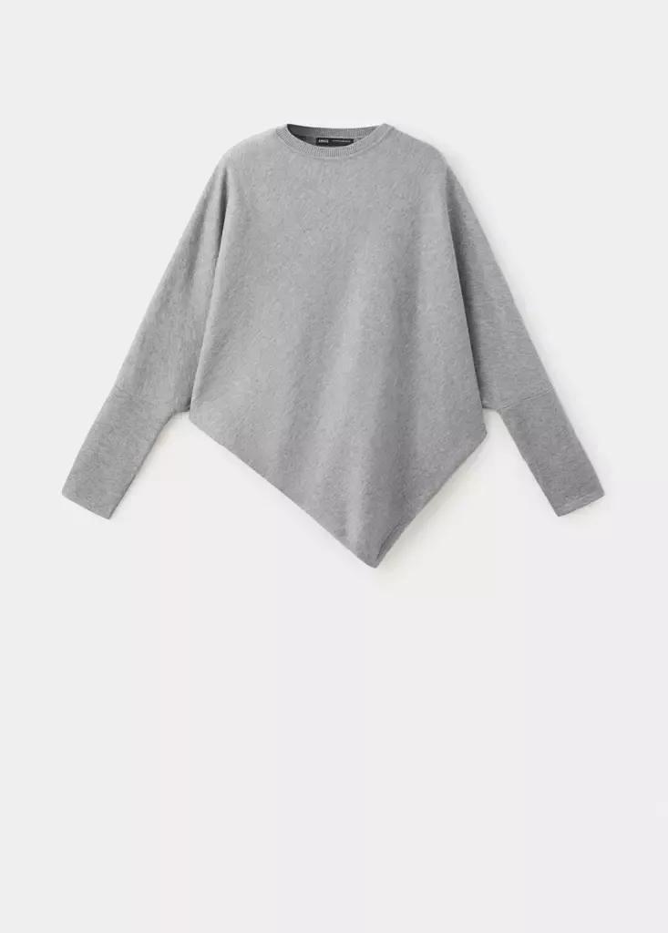 Grey Asymmetric Hem Sweater, Medium Grey, large image number 4