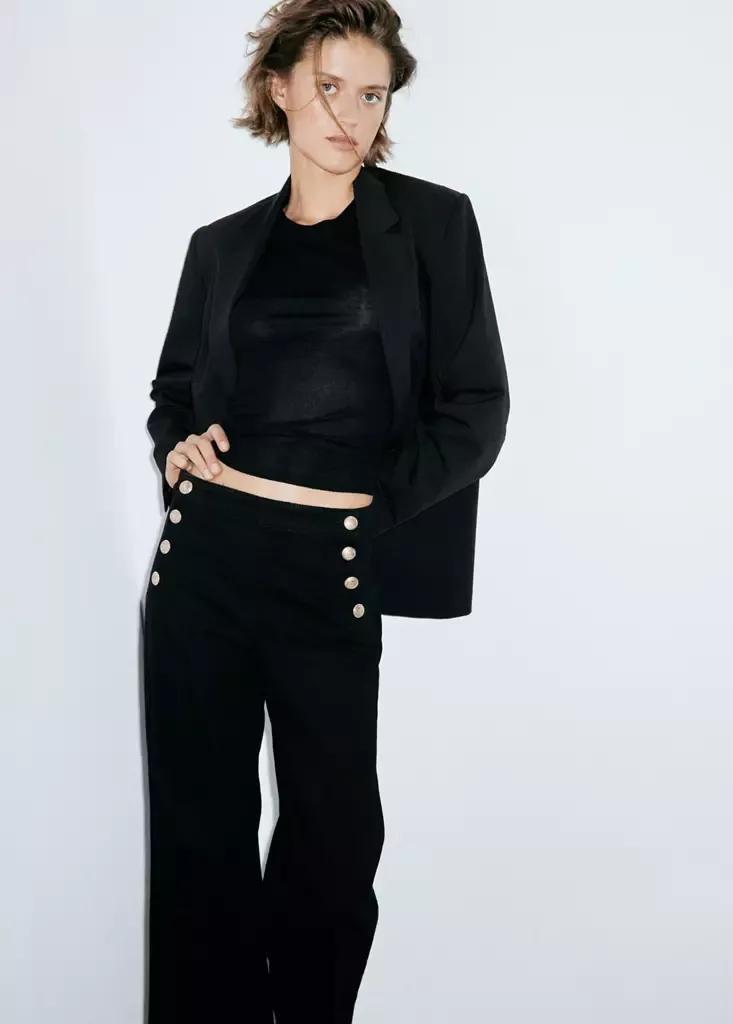 Grey Wide-Leg Jeans With Side Buttons, Open Grey, large image number 3