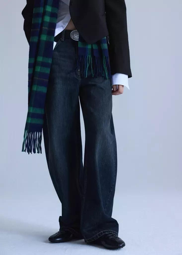 Blue Mid-Rise Balloon Jeans, Open Blue, large image number 1