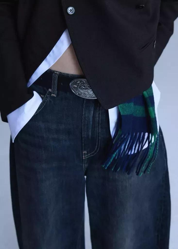 Blue Mid-Rise Balloon Jeans, Open Blue, large image number 4