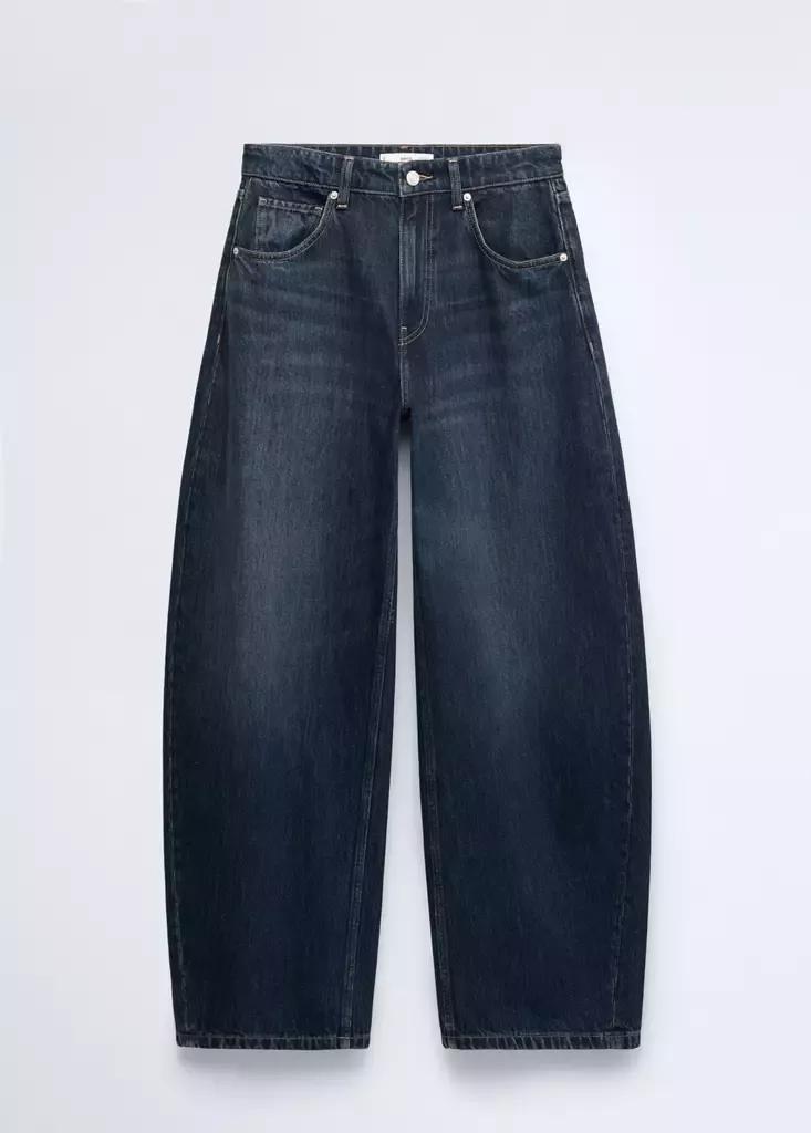 Blue Mid-Rise Balloon Jeans, Open Blue, large image number 5