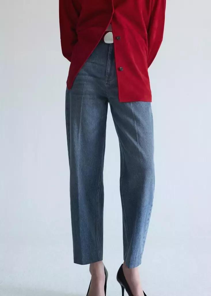 Blue Ankle-Length Balloon Jeans, Open Blue, large image number 1