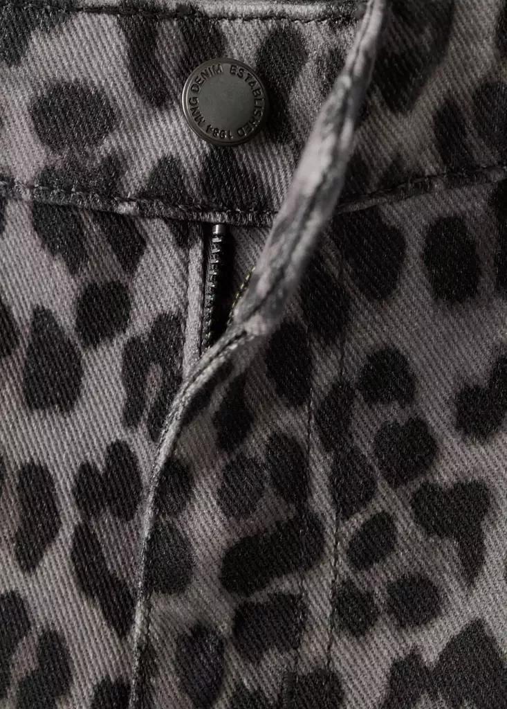 Grey Leopard-Print Straight Jeans, Open Grey, large image number 6