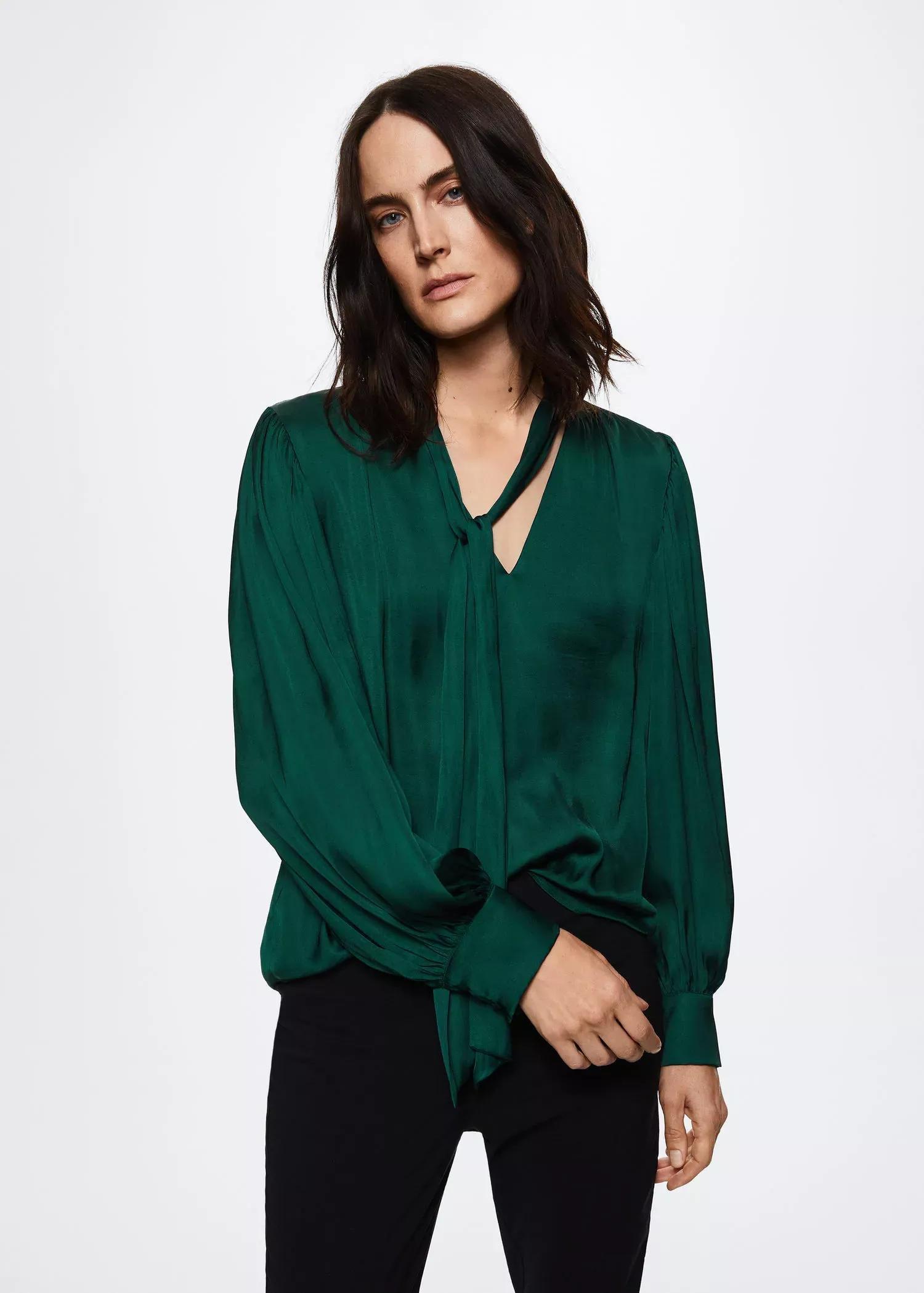 Green Lace Flowy Blouse, , large image number 0