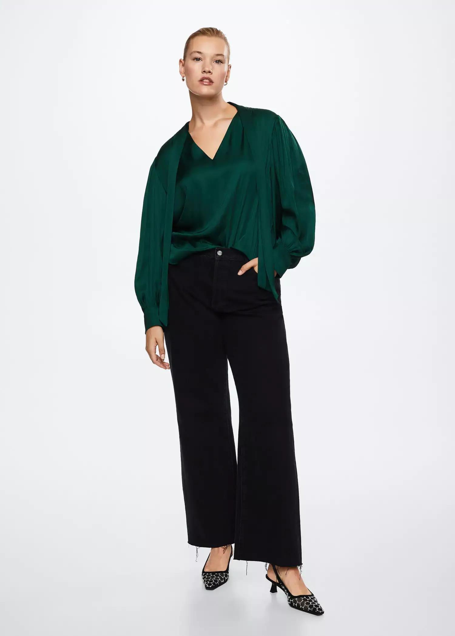 Green Lace Flowy Blouse, , large image number 4