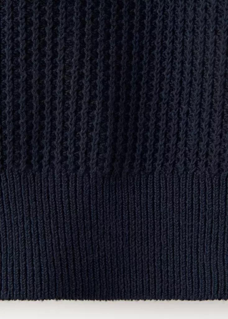 Navy Fine-Knit Cotton Ribbed Zip-Up Jumper, Navy, large image number 7