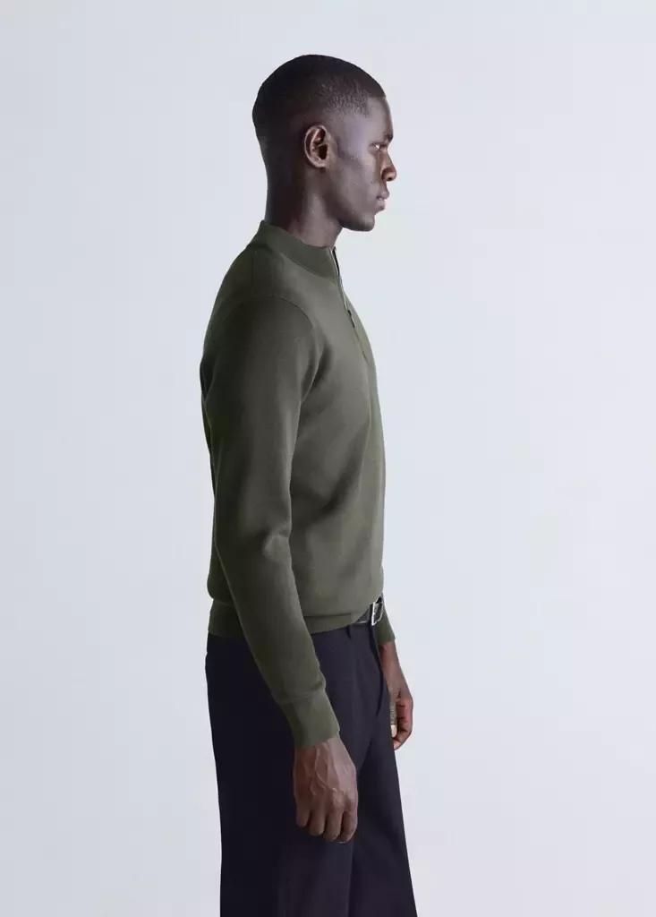 Green Comfort Stretch Zip Jersey, Dark Green, large image number 4