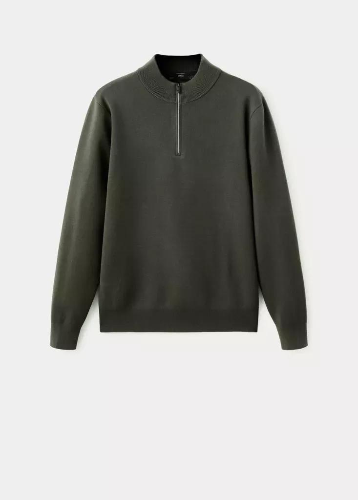 Green Comfort Stretch Zip Jersey, Dark Green, large image number 5