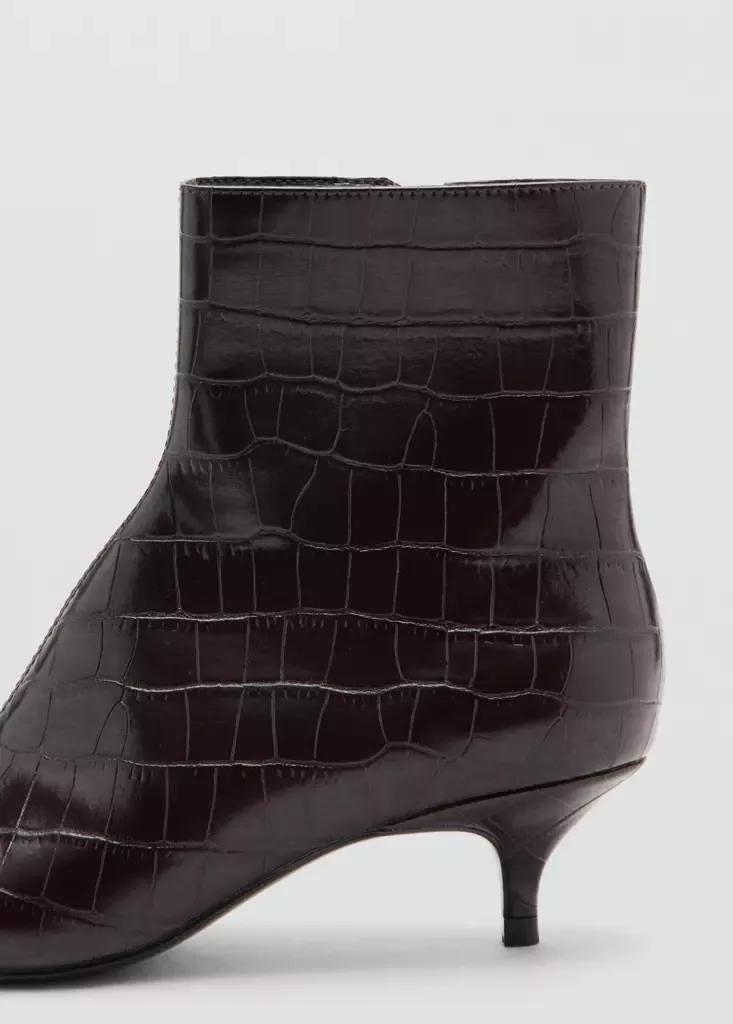Red Kitten Heel Pointed-Toe Ankle Boot, Dark Red, medium