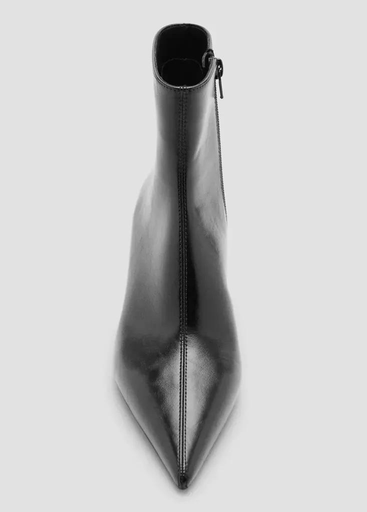 Black Kitten Heel Pointed-Toe Ankle Boot, Black, large image number 4