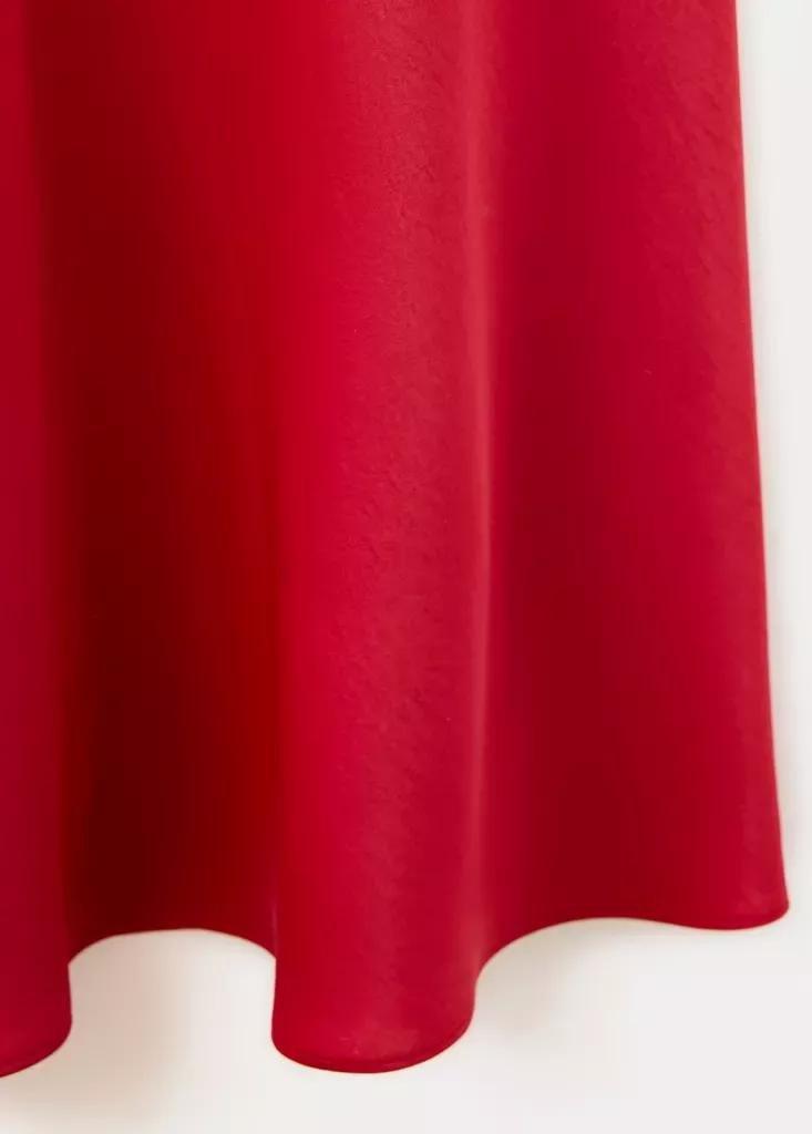 Red Short-Sleeved Dress With Asymmetric Seams, Red, large image number 6