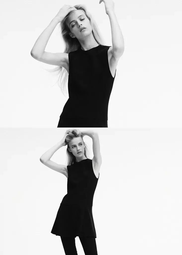 Black Short Dress With Seam Detailing, Black, large image number 3