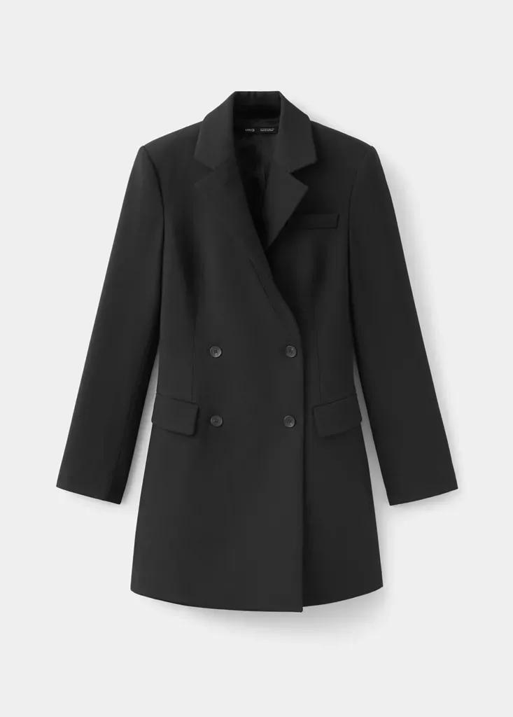 Black Double-Breasted Blazer-Style Dress, Black, large image number 5