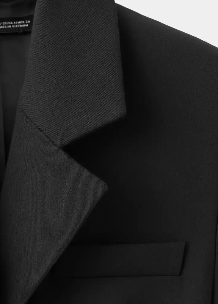 Black Double-Breasted Blazer-Style Dress, Black, large image number 6