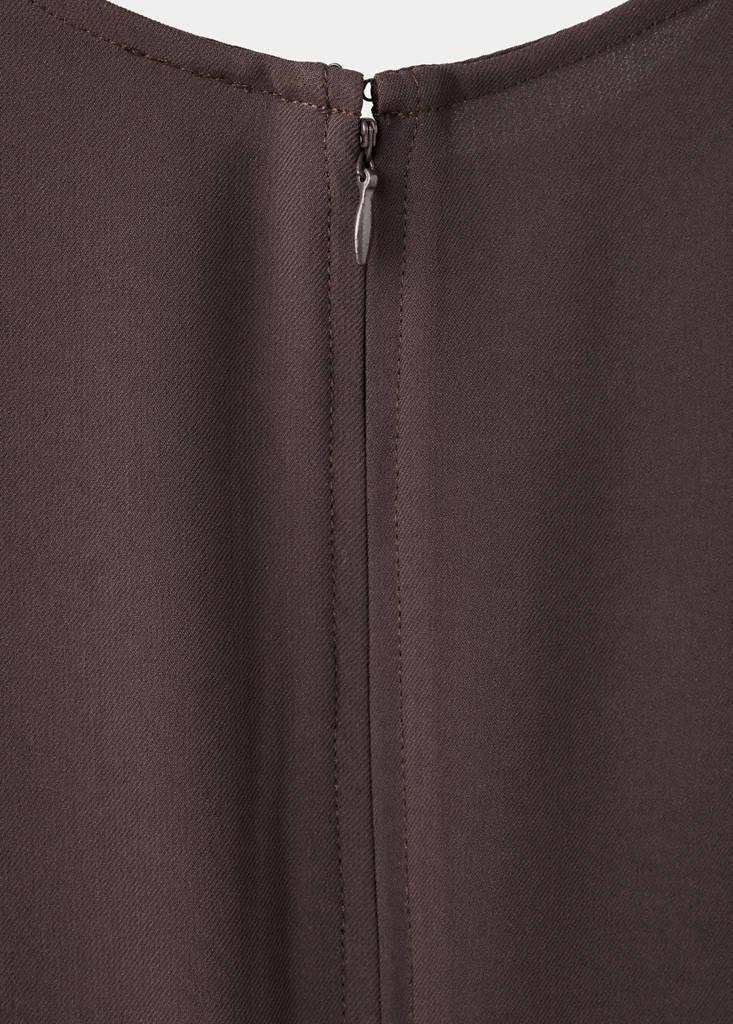 Brown Long-Sleeve Dress With Side Slits, Dark Brown, large image number 6