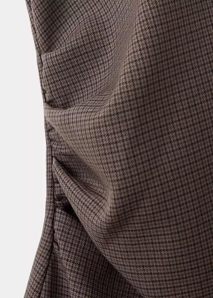 Brown Ruched Houndstooth Dress, Brown, large image number 4