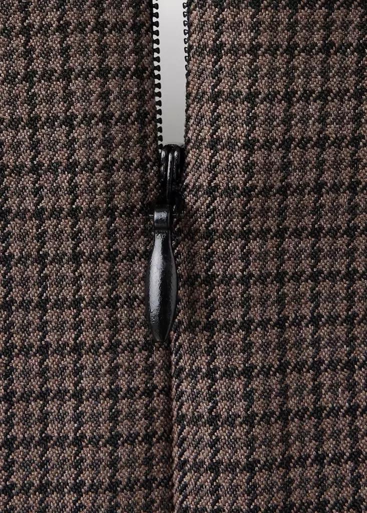 Brown Ruched Houndstooth Dress, Brown, large image number 5