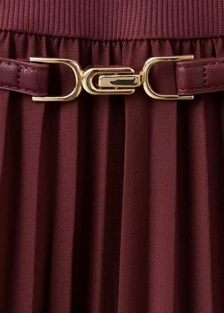 Red Pleated Panelled Dress, Dark Red, large image number 6