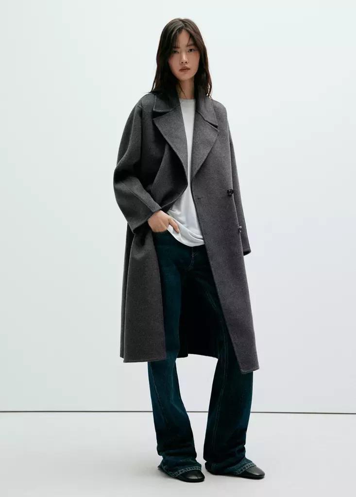 Grey Handmade Oversized Wool Coat, Dark Grey, medium