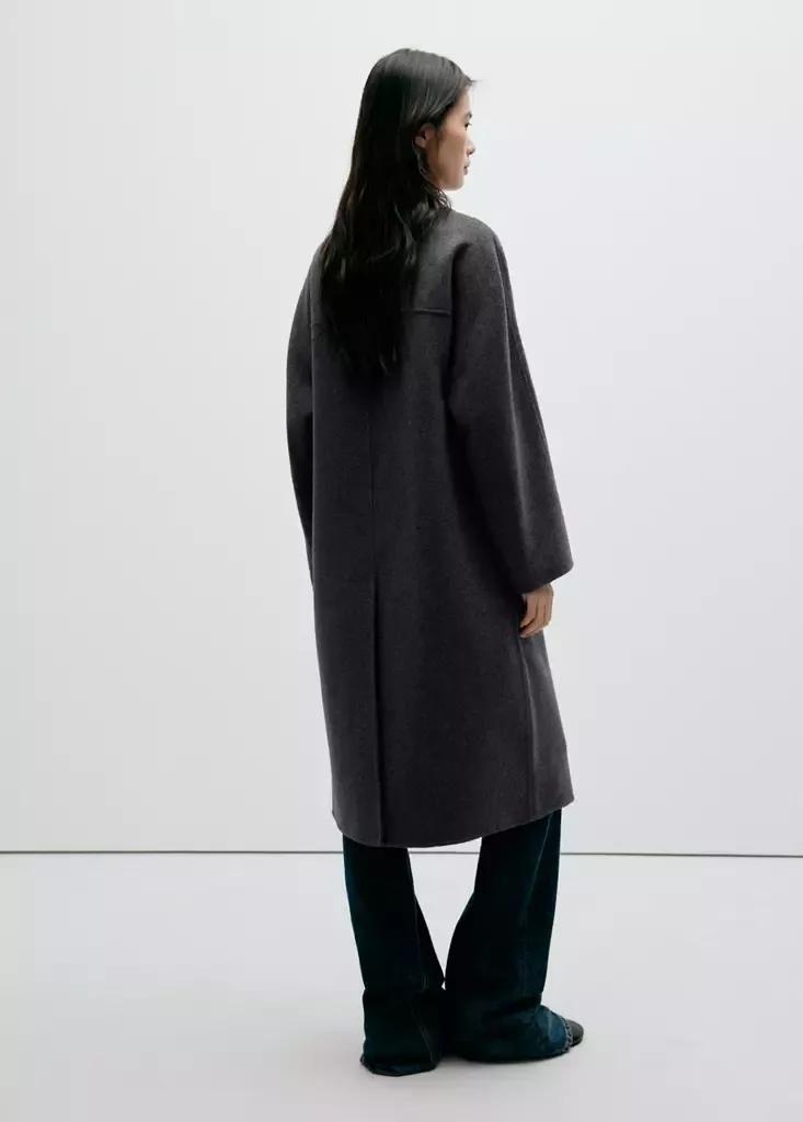 Grey Handmade Oversized Wool Coat, Dark Grey, large image number 2