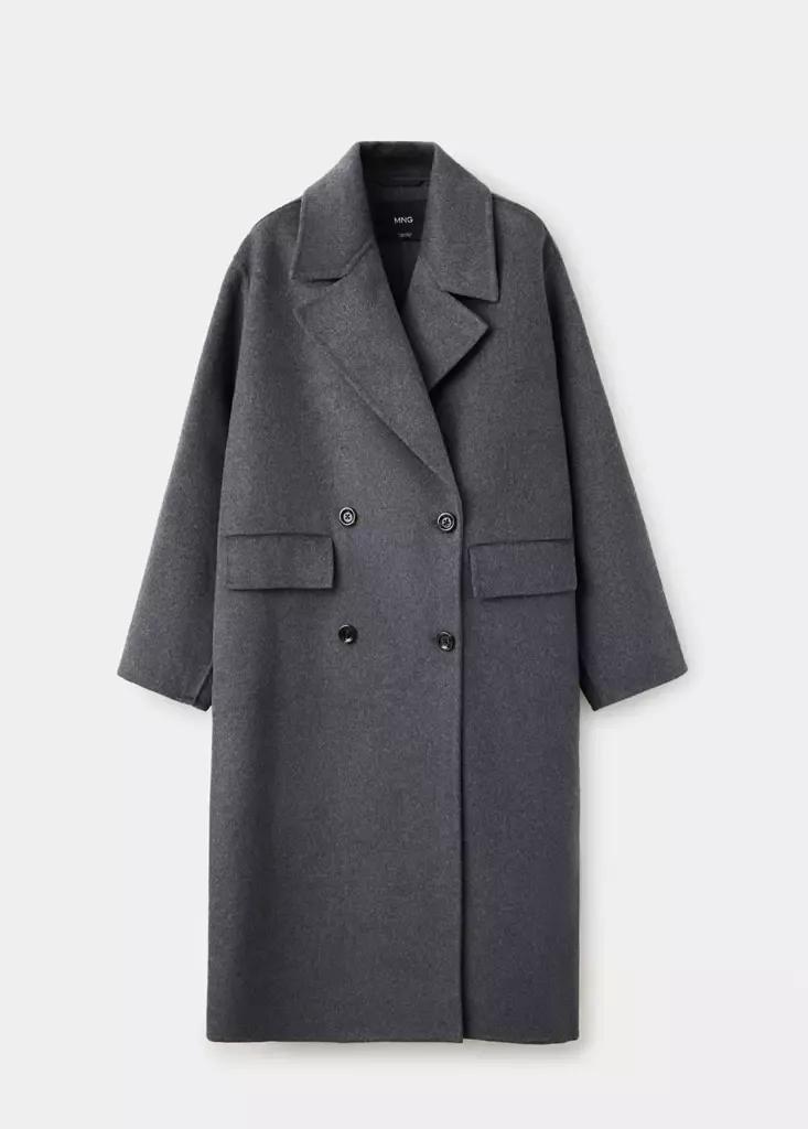 Grey Handmade Oversized Wool Coat, Dark Grey, large image number 5
